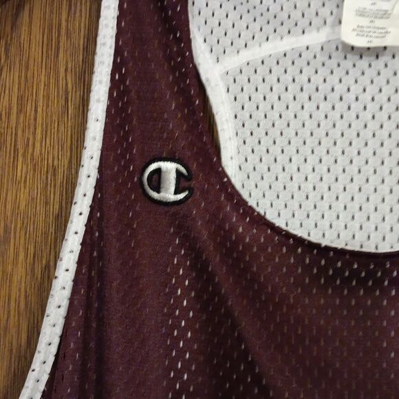 Men's 2XL Champion Reversable Tank Shirt Burgundy And White Great Condition - Picture 3 of 6